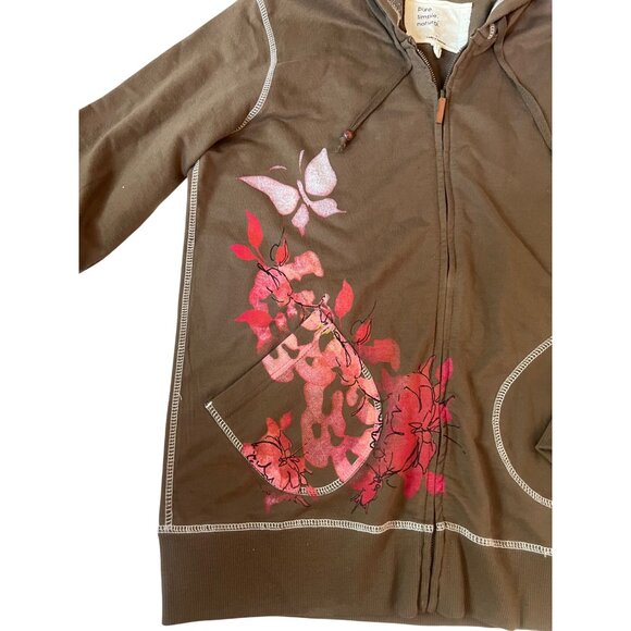 Pure Simple Natural Brown Lounge Set Women’s Size L Y2K Sweatsuit Floral Pattern - Picture 4 of 6